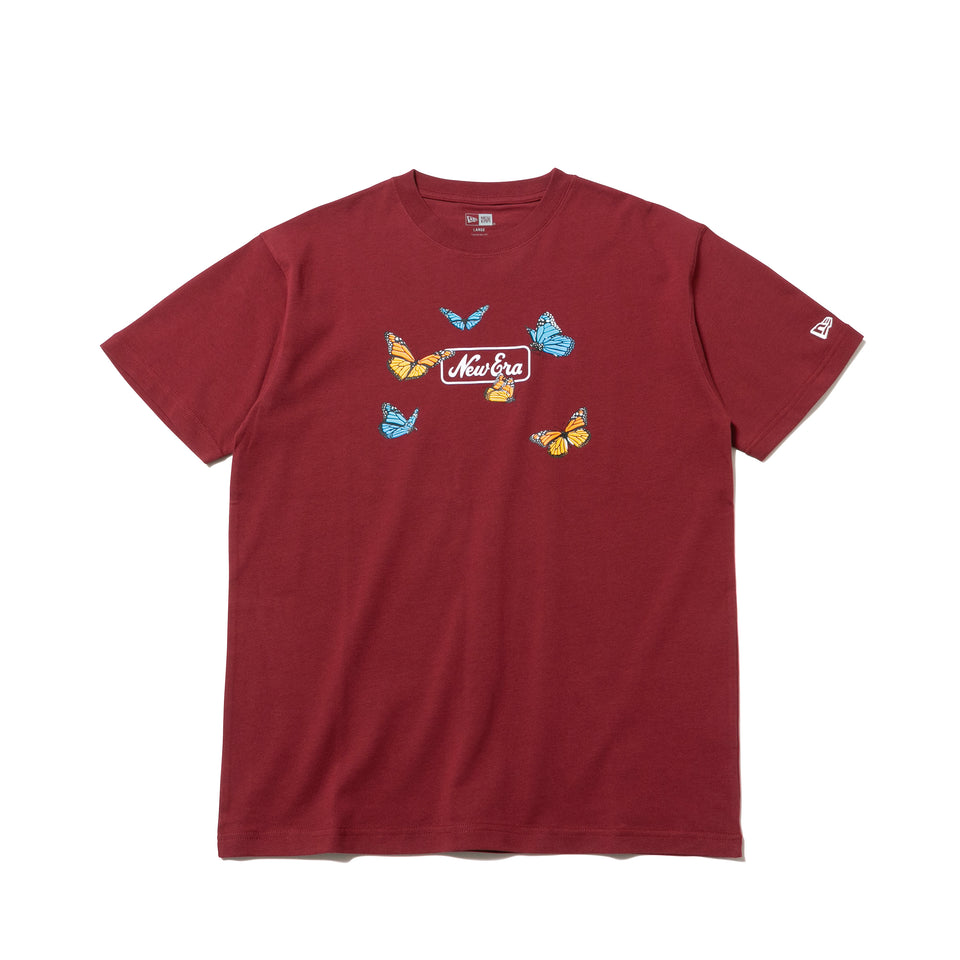 半袖 コットン Tシャツ バタフライズ バーガンディー レギュラーフィット