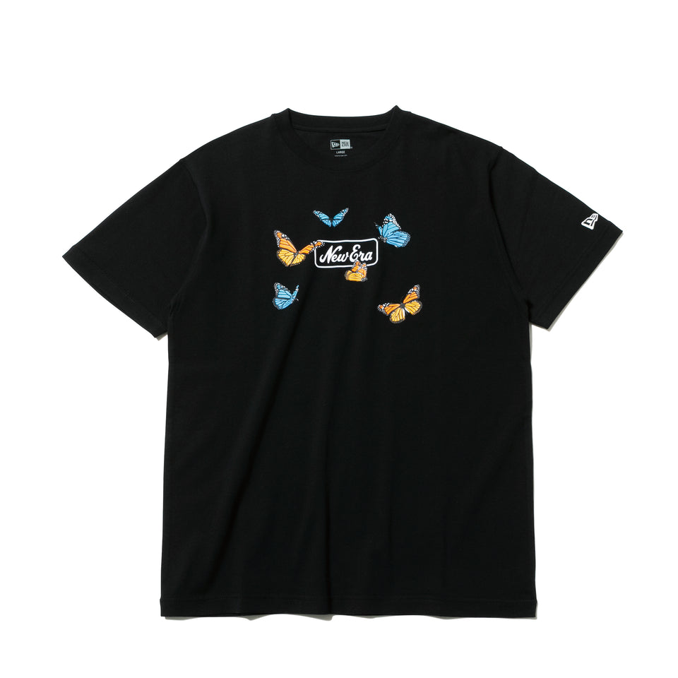 半袖 コットン Tシャツ バタフライズ ブラック レギュラーフィット