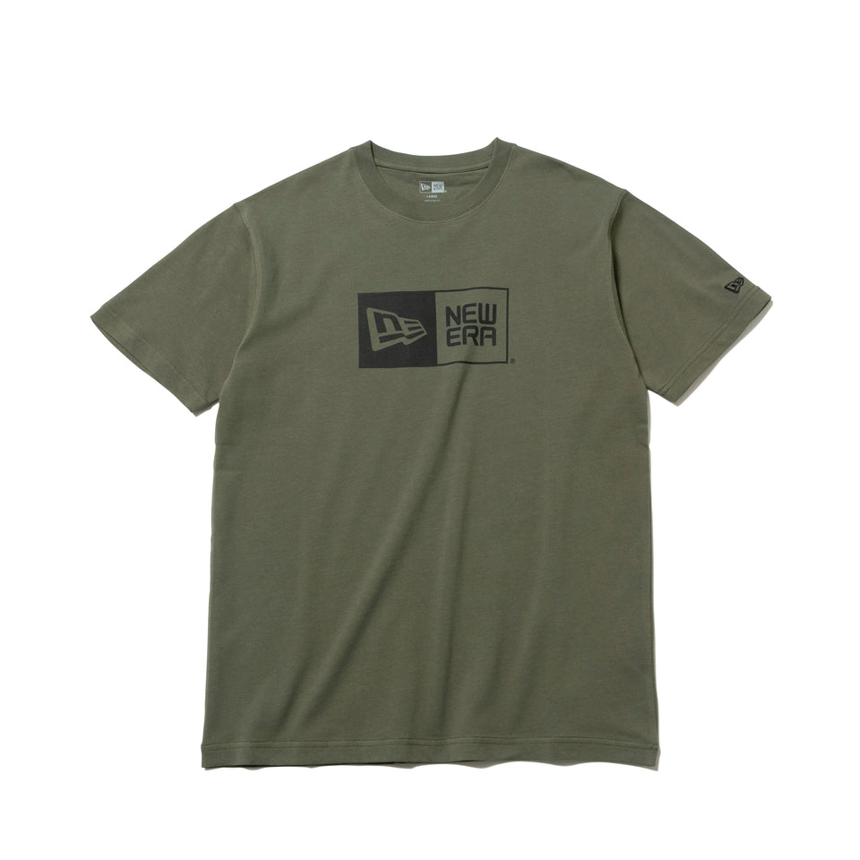 コットン Tシャツ ボックスロゴ オリーブ　×　ブラック