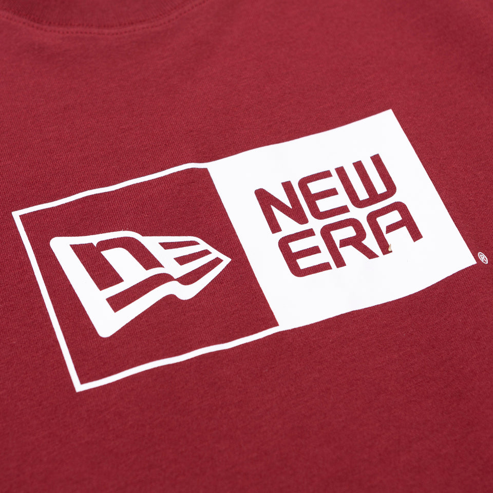コットン Tシャツ ボックスロゴ バーガンディ　×　ホワイト