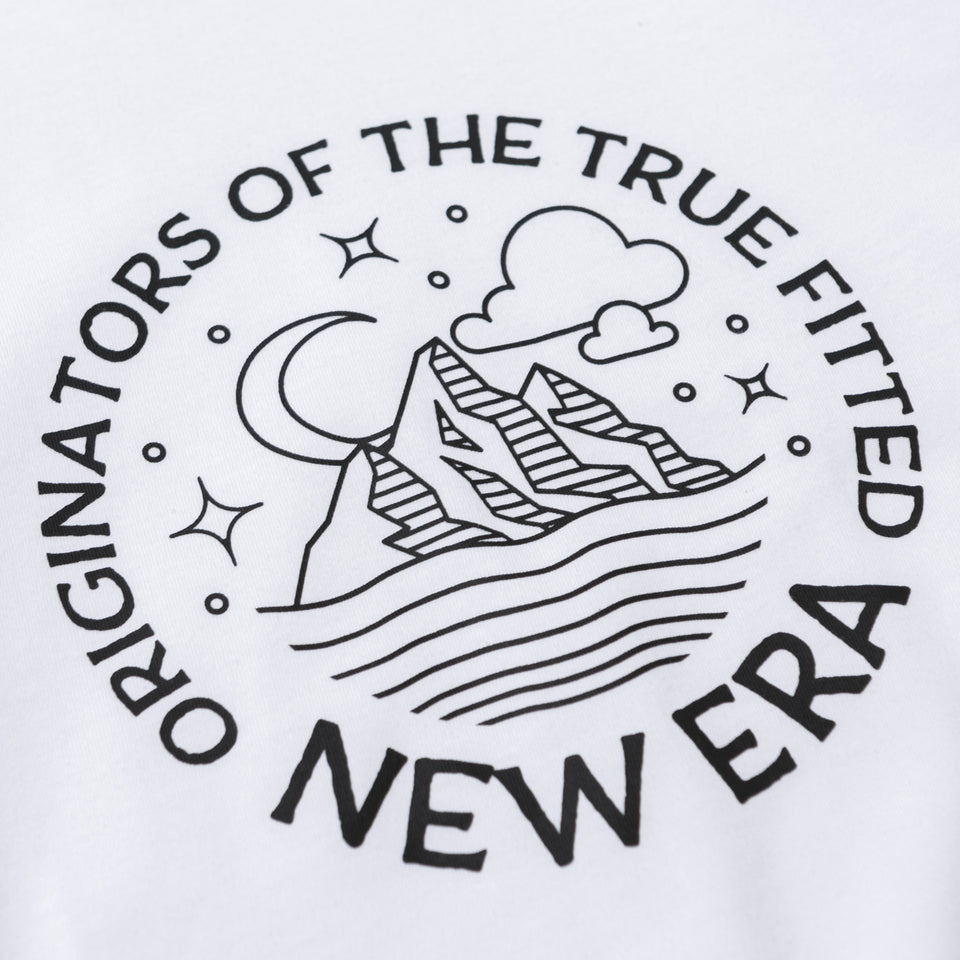 長袖 コットン Tシャツ ムーン&マウンテン ホワイト【ニューエラ アウトドア】