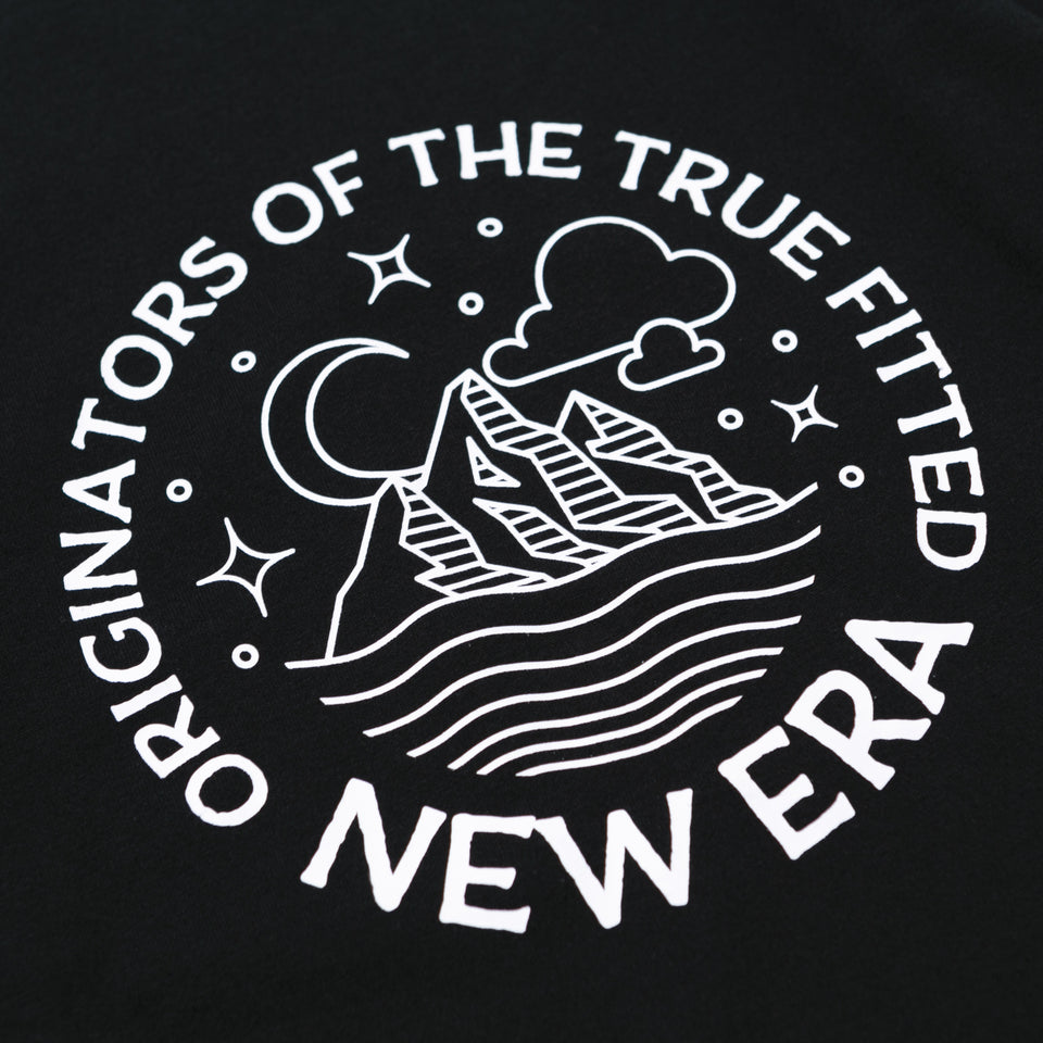 長袖 コットン Tシャツ ムーン&マウンテン ブラック【ニューエラ アウトドア】