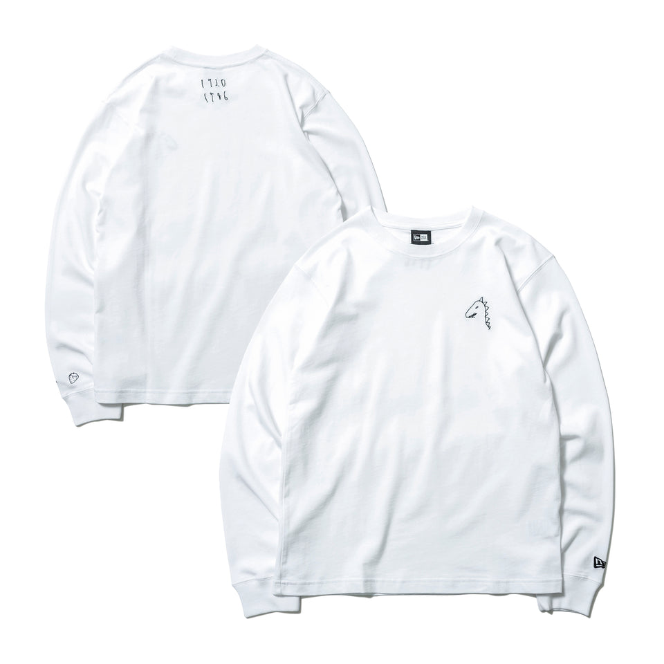 長袖 コットン Tシャツ AI TAKAHASHI 高橋愛 恐竜 1920 1986 ロゴ ホワイト