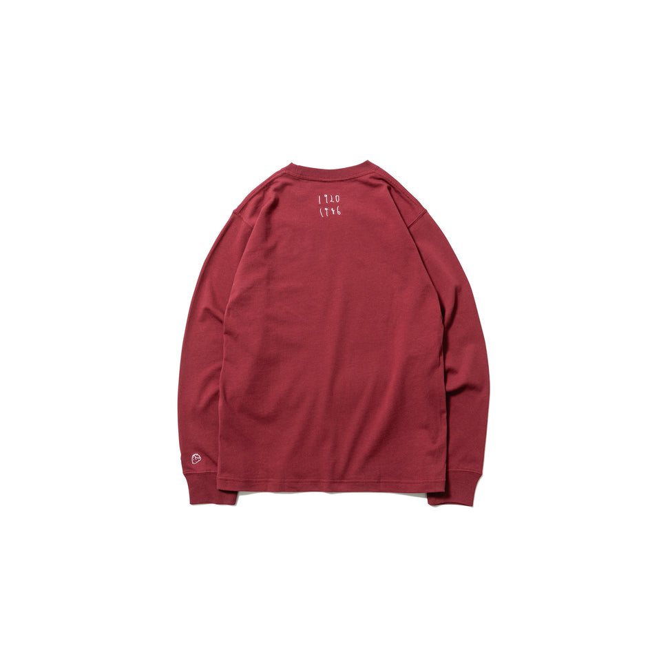 長袖 コットン Tシャツ AI TAKAHASHI 高橋愛 恐竜 1920 1986 ロゴ バーガンディー