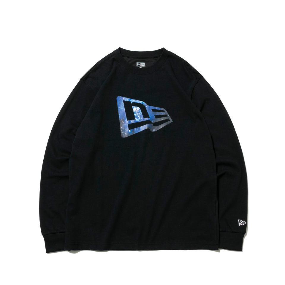 長袖 パフォーマンス Tシャツ ギャラクシー フラッグロゴ ブラック レギュラーフィット