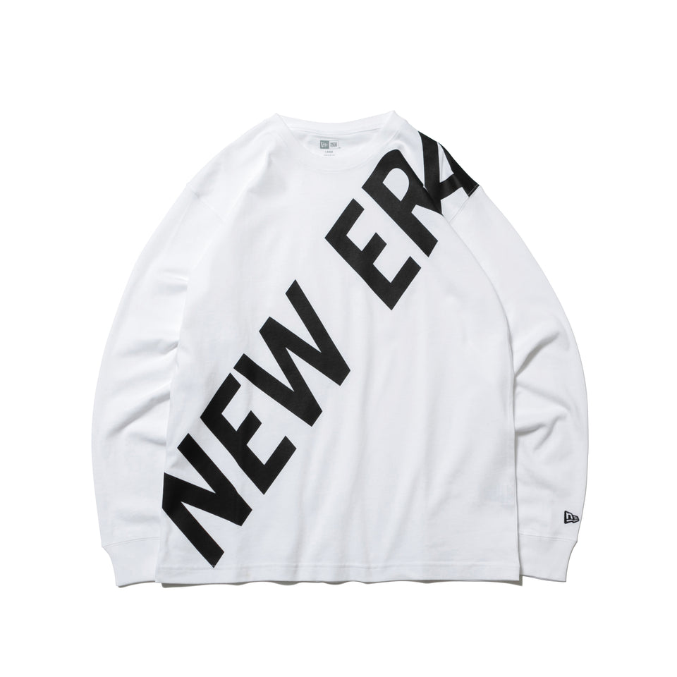 長袖 コットン Tシャツ ズームアップ ニューエラ  ホワイト × ブラック レギュラーフィット