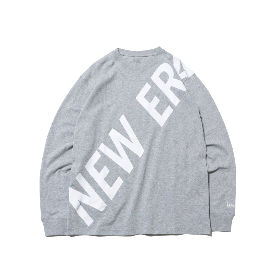 長袖 コットン Tシャツ ズームアップ ニューエラ  グレー × ホワイト レギュラーフィット