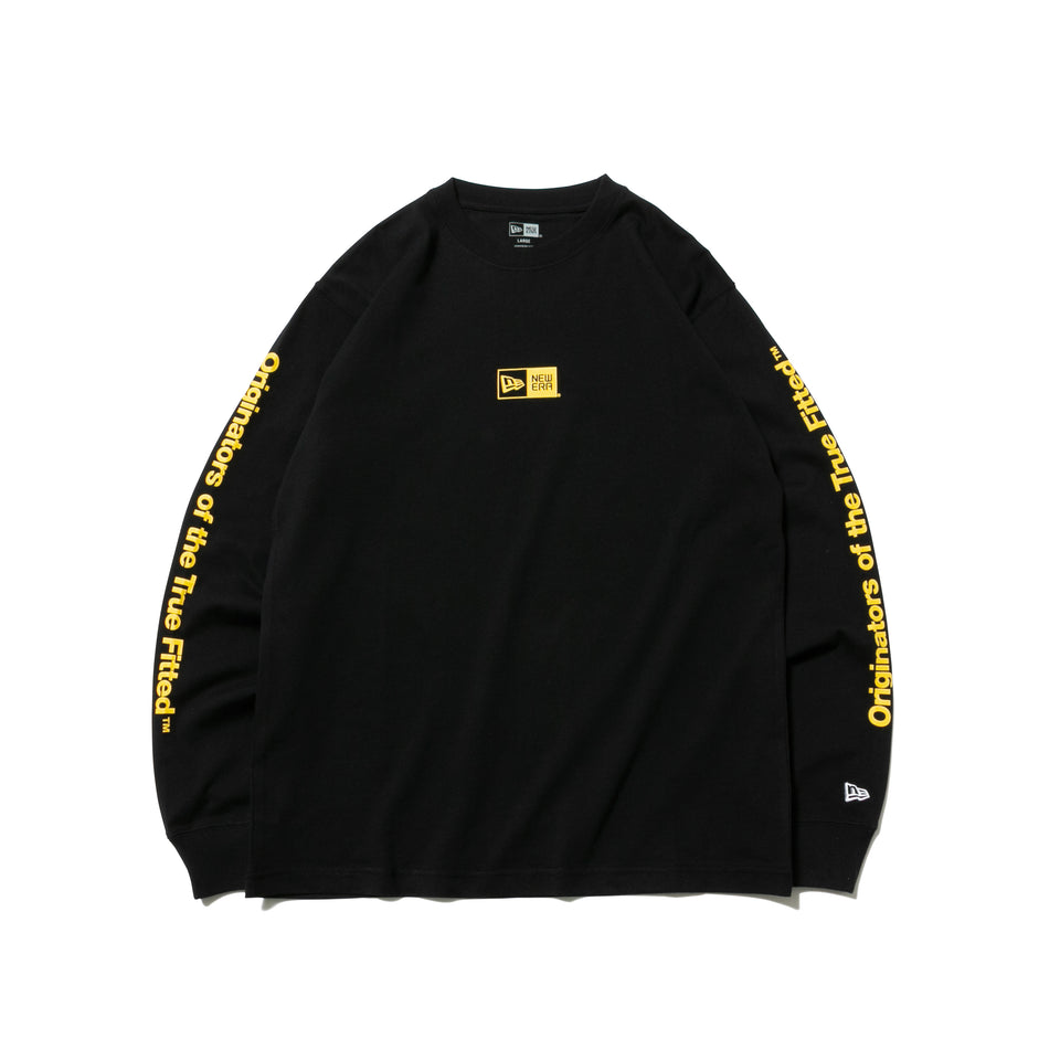 長袖 コットン Tシャツ Originators of the True Fitted  ブラック × イエロー レギュラーフィット