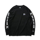 長袖 コットン Tシャツ ONE PIECE ワンピース 悪魔の実 フラッグロゴ NEW ERA CAP CREW ブラック