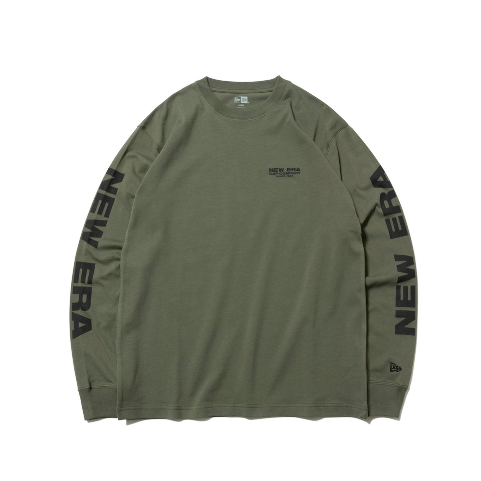 長袖 コットン Tシャツ ニューエラ キャップ カンパニー オリーブ × ブラック レギュラーフィット