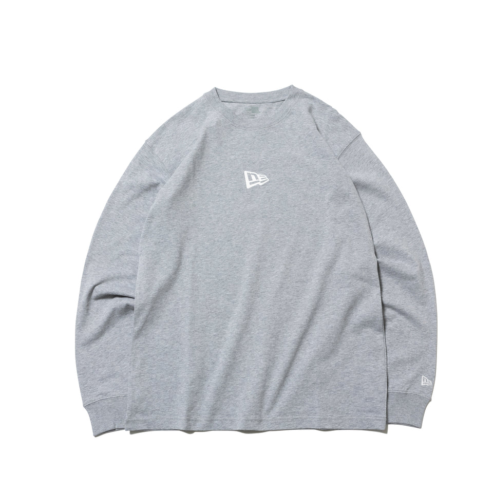 長袖 コットン Tシャツ ミニフラッグロゴ グレー