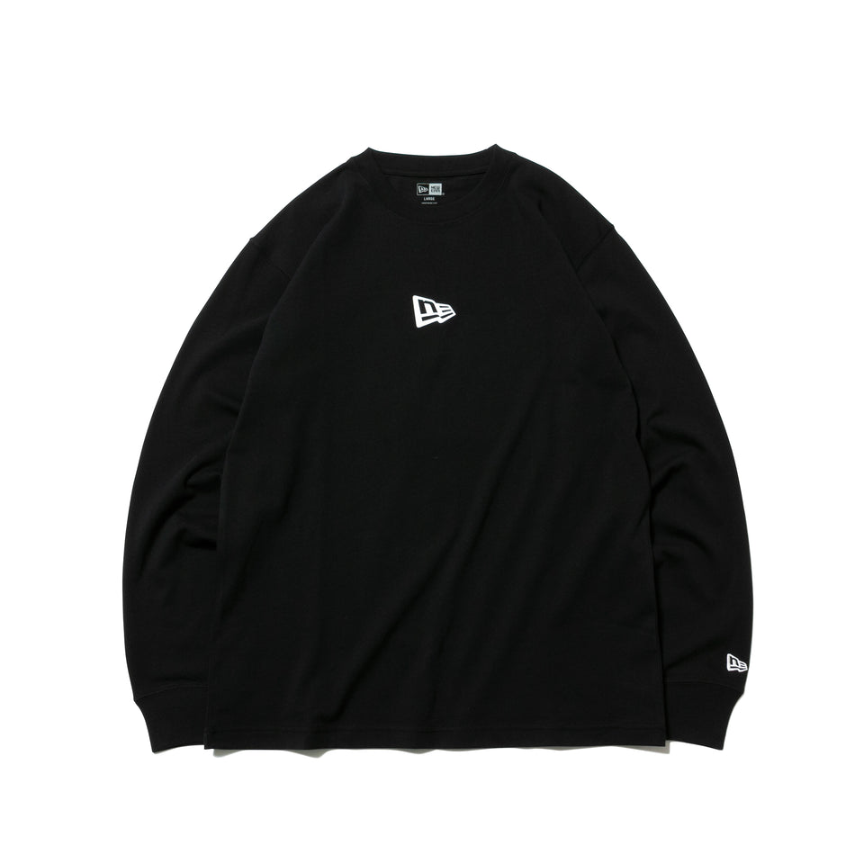長袖 コットン Tシャツ ミニフラッグロゴ ブラック