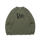 長袖 コットン Tシャツ フラッグロゴ オリーブ × ブラック レギュラーフィット