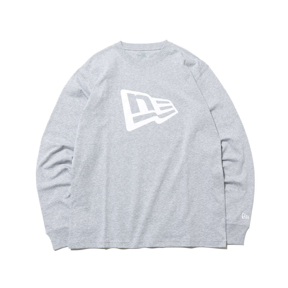 長袖 コットン Tシャツ フラッグロゴ グレー × ホワイト レギュラーフィット