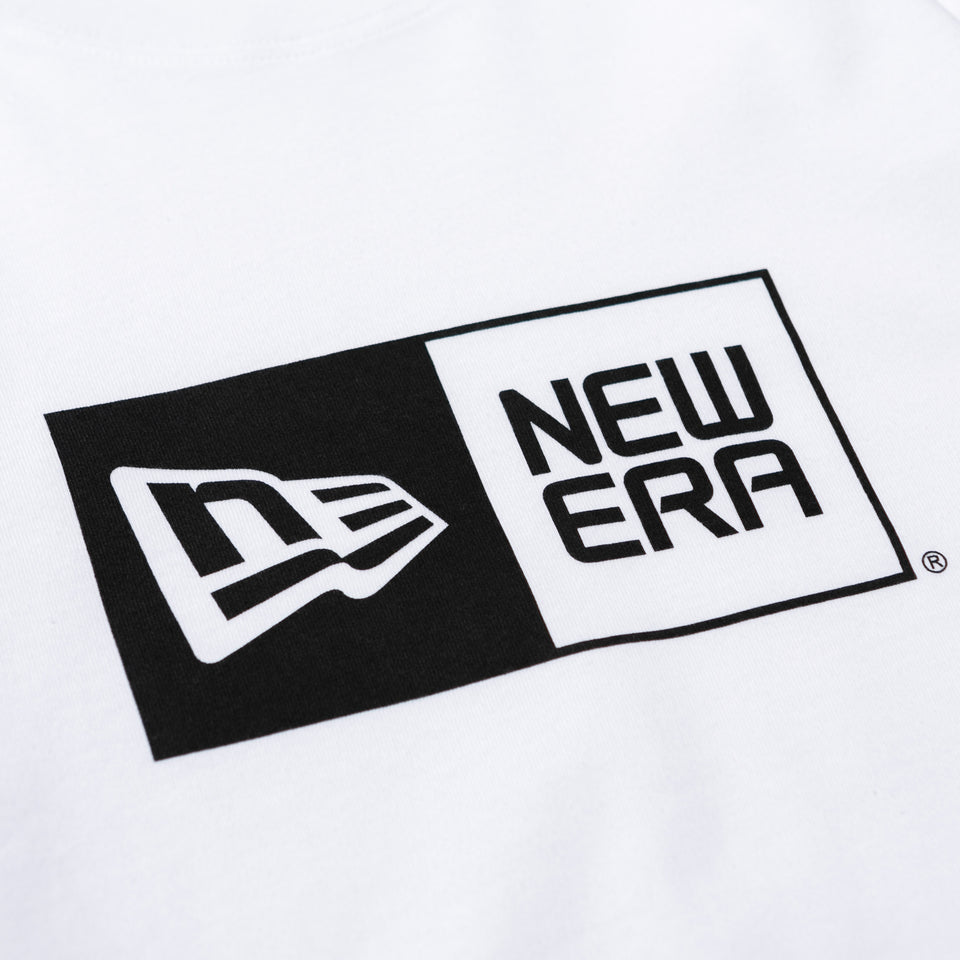 長袖 コットン Tシャツ ボックスロゴ ホワイト × ブラック レギュラーフィット