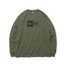 長袖 コットン Tシャツ ボックスロゴ オリーブ × ブラック レギュラーフィット