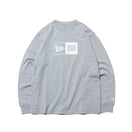 長袖 コットン Tシャツ ボックスロゴ グレー × ホワイト  レギュラーフィット