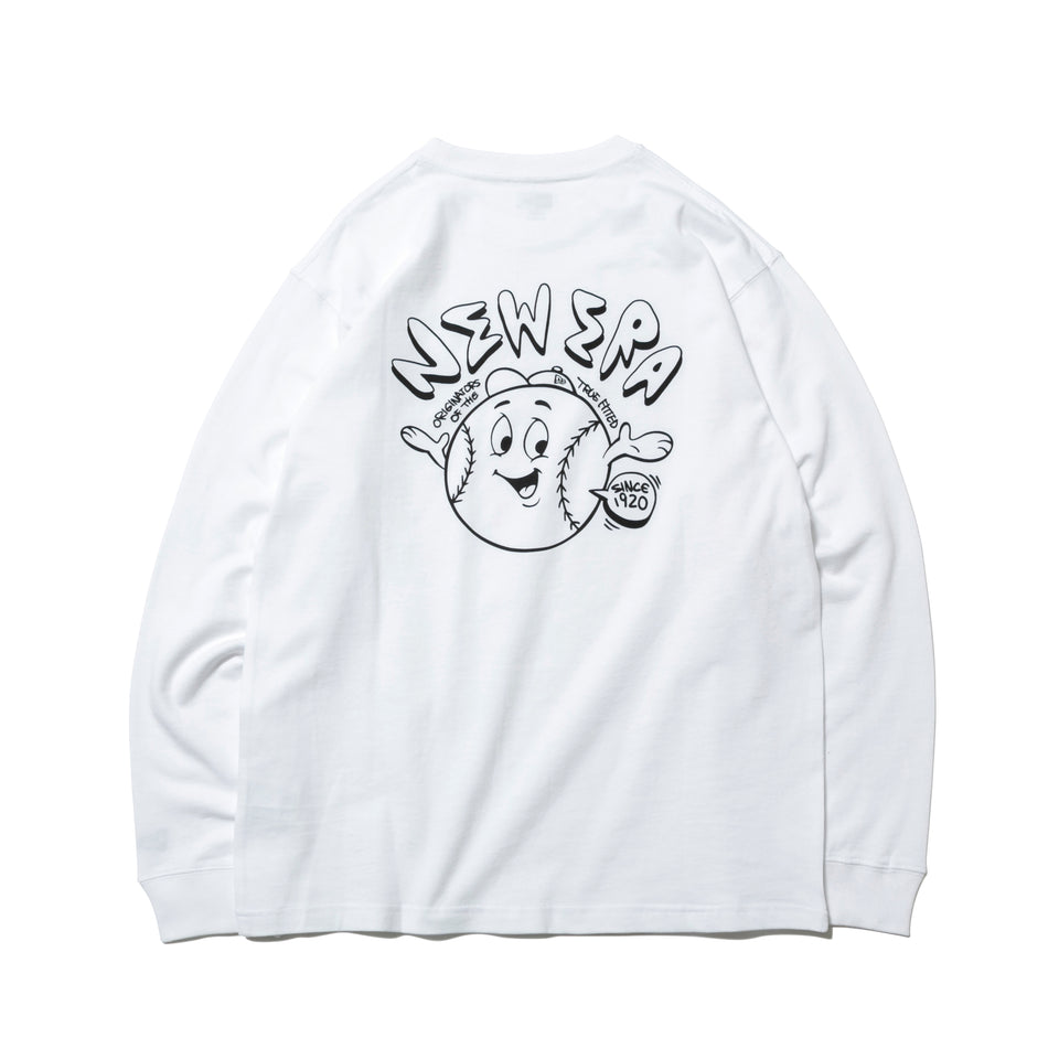 長袖 コットン Tシャツ ボールボーイ ホワイト × ブラック レギュラーフィット
