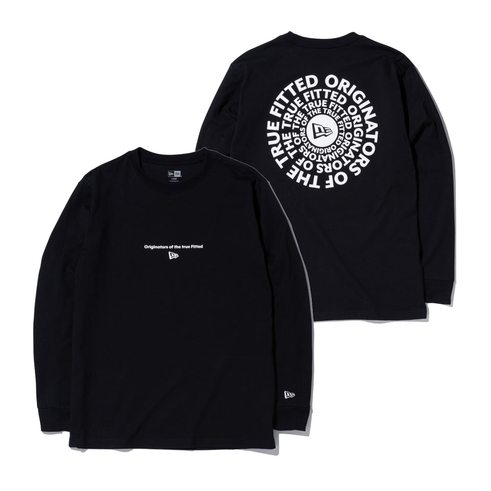 長袖 コットン Tシャツ Originators of the True Fitted サークル ブラック × ホワイト レギュラーフィット