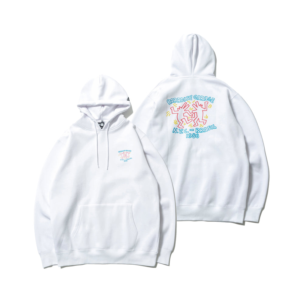 裏起毛 スウェット プルオーバー フーディー Keith Haring キース・へリング パラダイス ホワイト