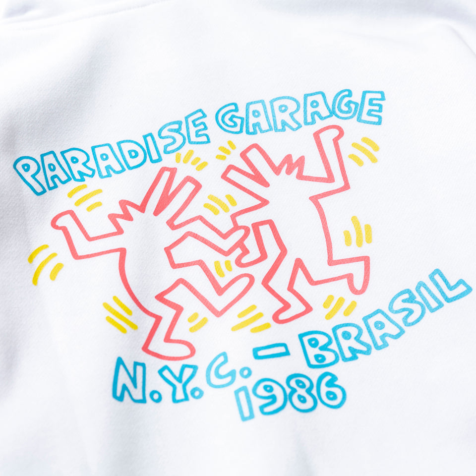 裏起毛 スウェット プルオーバー フーディー Keith Haring キース・へリング パラダイス ホワイト