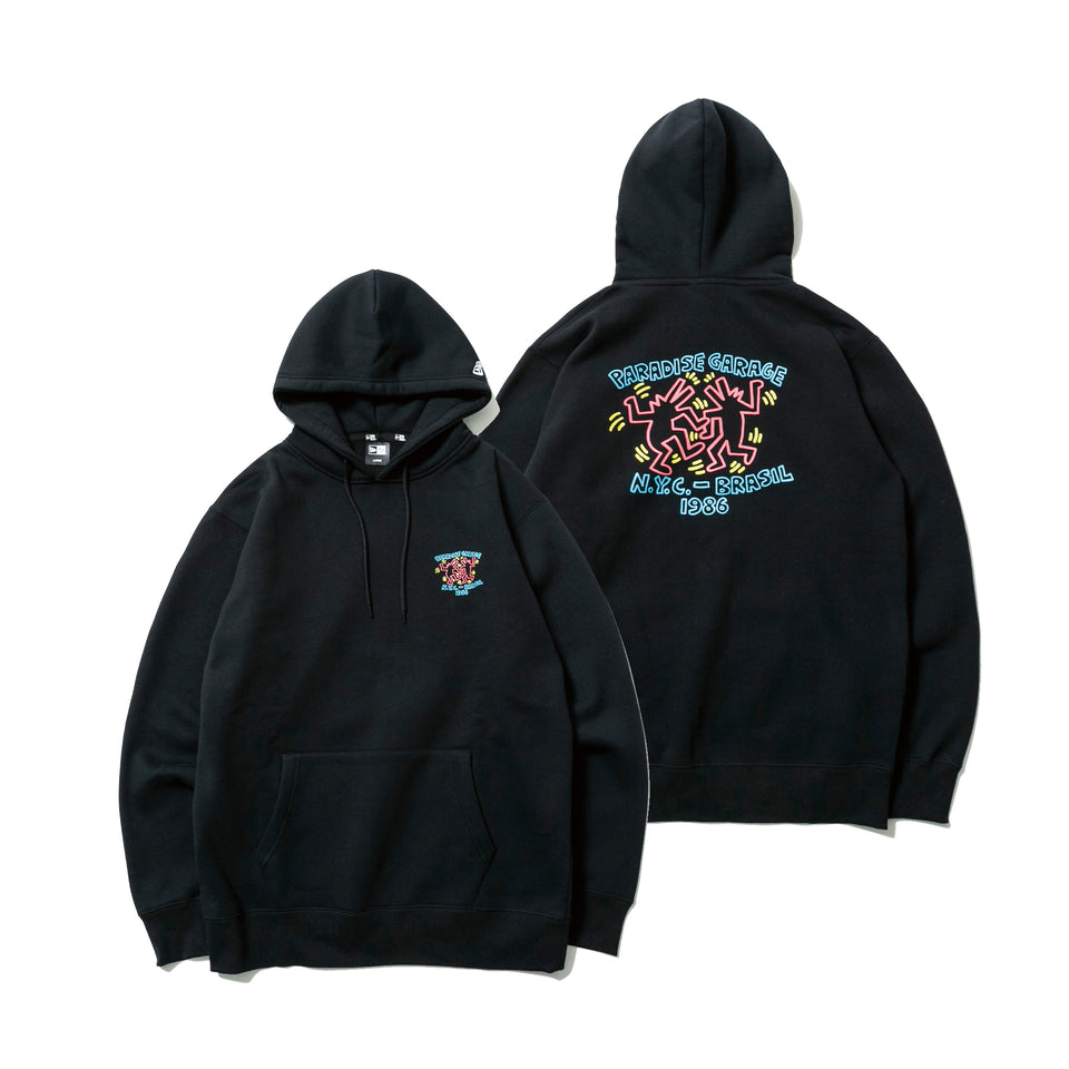 裏起毛 スウェット プルオーバー フーディー Keith Haring キース・へリング パラダイス ブラック