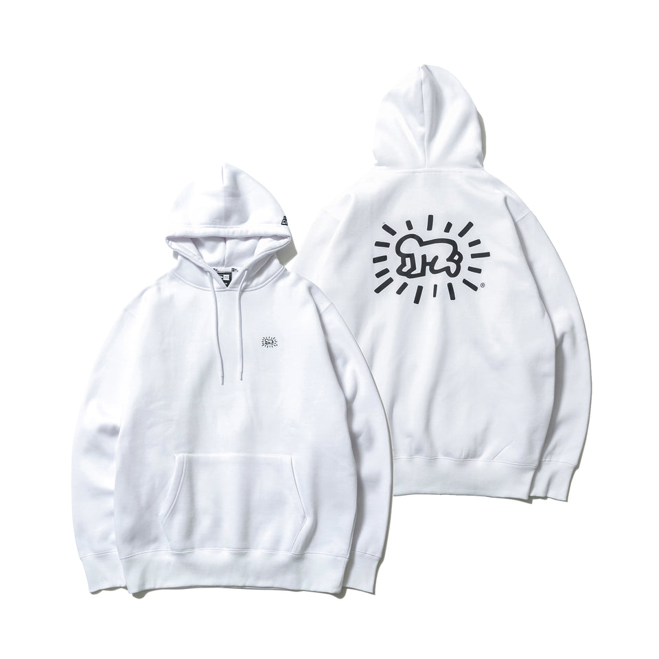 裏起毛 スウェット プルオーバー フーディー Keith Haring キース・へリング ベイビー ホワイト