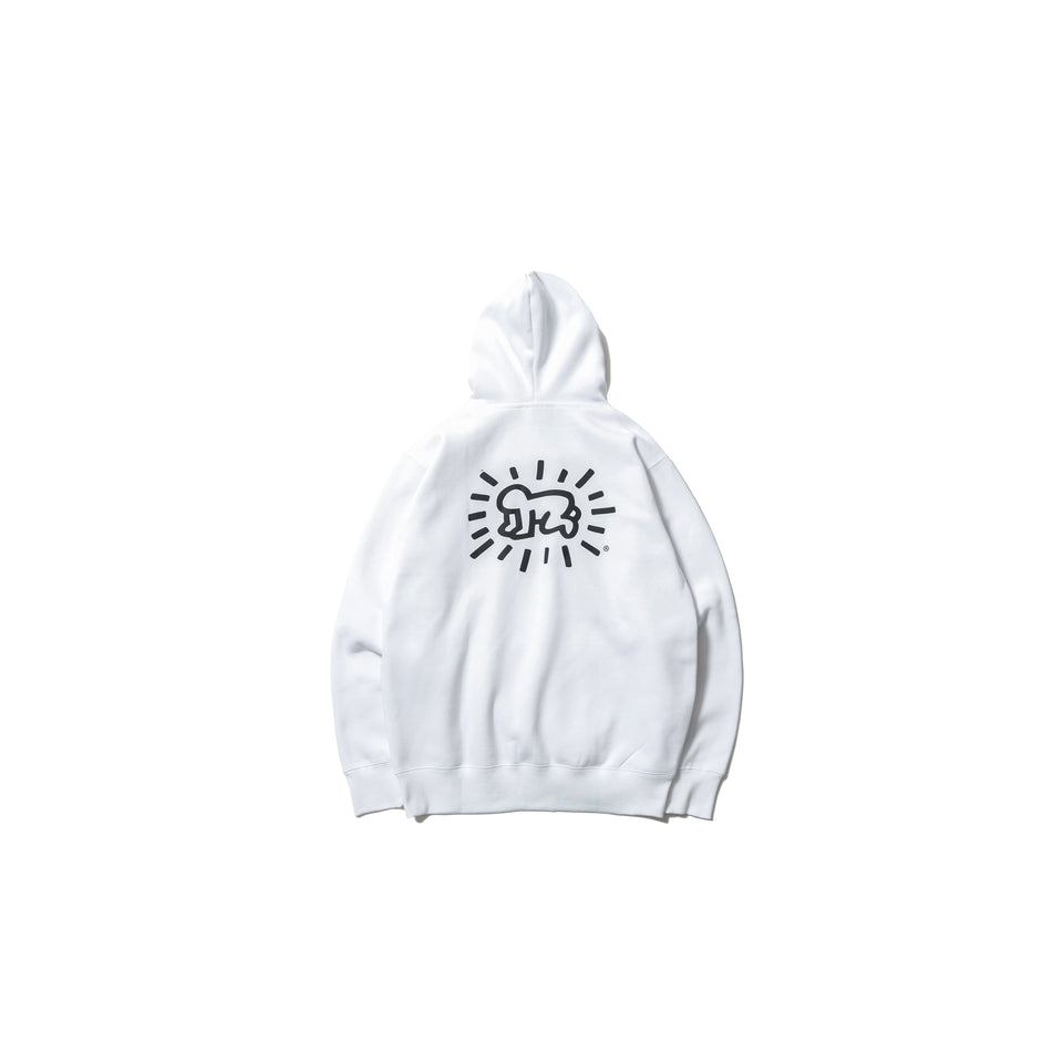 裏起毛 スウェット プルオーバー フーディー Keith Haring キース・へリング ベイビー ホワイト