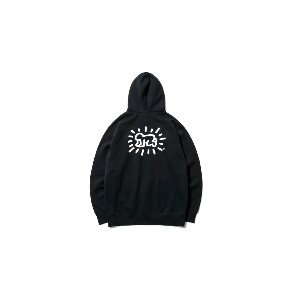 裏起毛 スウェット プルオーバー フーディー Keith Haring キース・へリング ベイビー ブラック