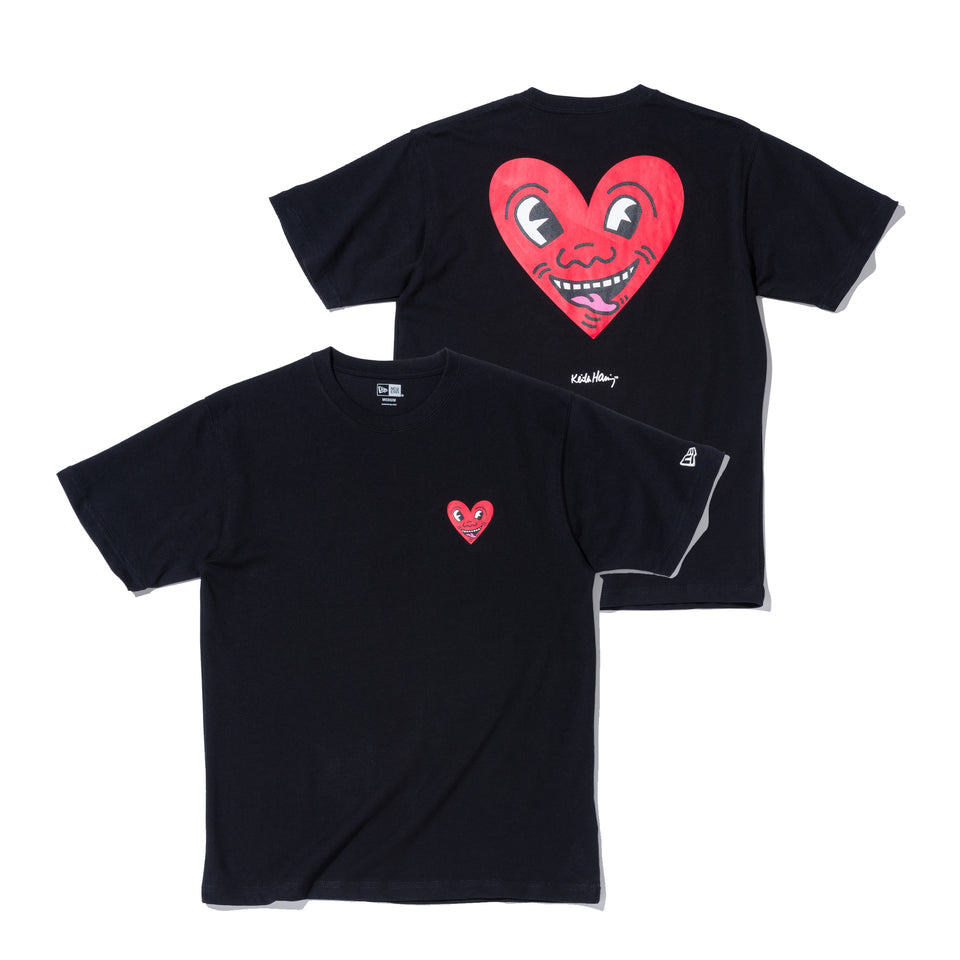 半袖 コットン Tシャツ Keith Haring キース・へリング ハート ブラック レギュラーフィット