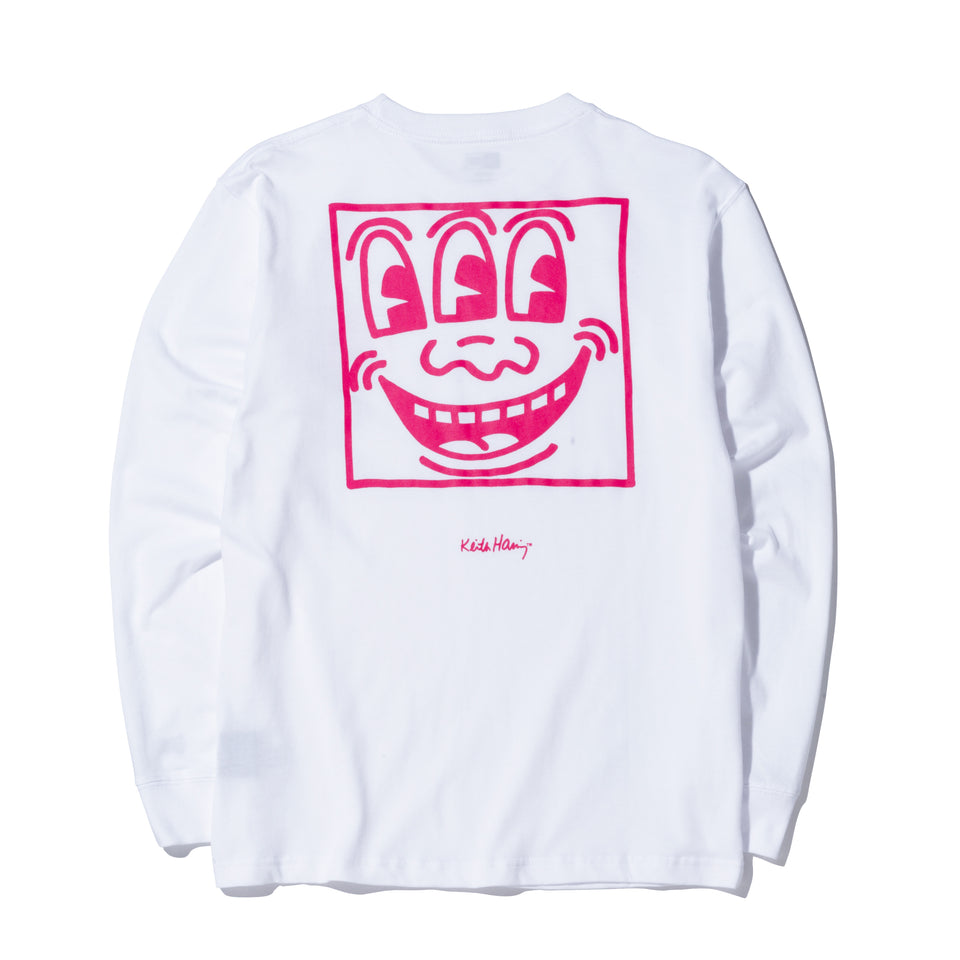 長袖 コットン Tシャツ Keith Haring キース・へリング フェイス ホワイト レギュラーフィット
