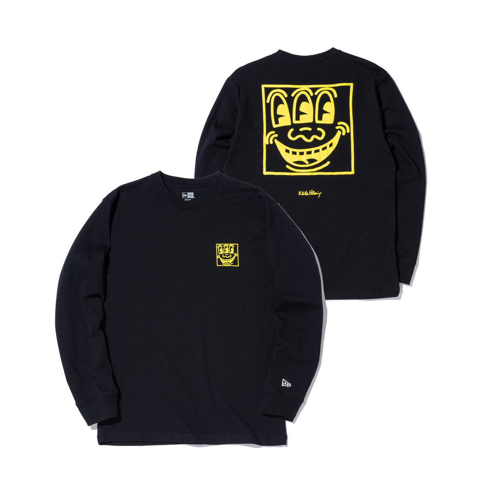 長袖 コットン Tシャツ Keith Haring キース・へリング フェイス ブラック レギュラーフィット
