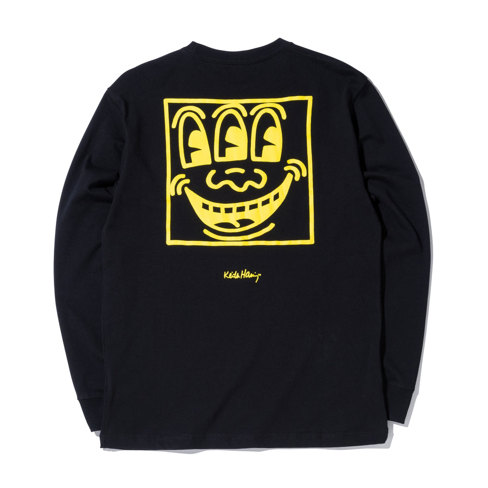 長袖 コットン Tシャツ Keith Haring キース・へリング フェイス ブラック レギュラーフィット