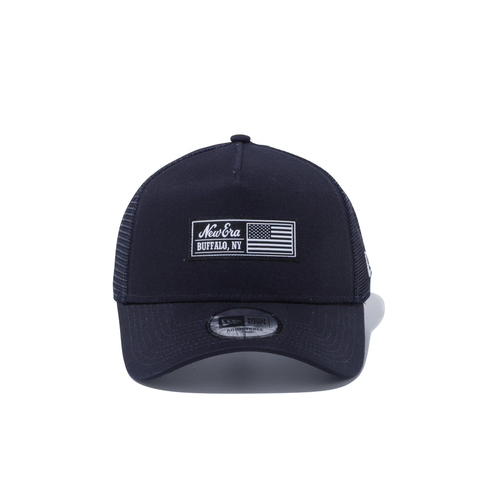 9FORTY A-Frame トラッカー ウーブンラベル NewEra BUFFALO.NY ネイビー
