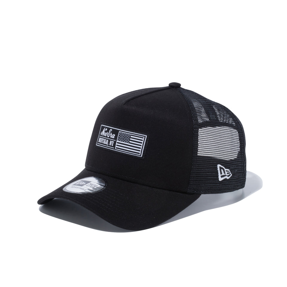 9FORTY A-Frame トラッカー ウーブンラベル NewEra BUFFALO.NY ブラック
