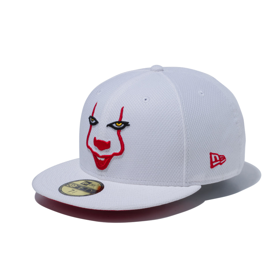 59FIFTY ホラームービー IT ペニーワイズ ダイアモンドエラ ホワイト スカーレットアンダーバイザー