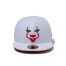 59FIFTY ホラームービー IT ペニーワイズ ダイアモンドエラ ホワイト スカーレットアンダーバイザー