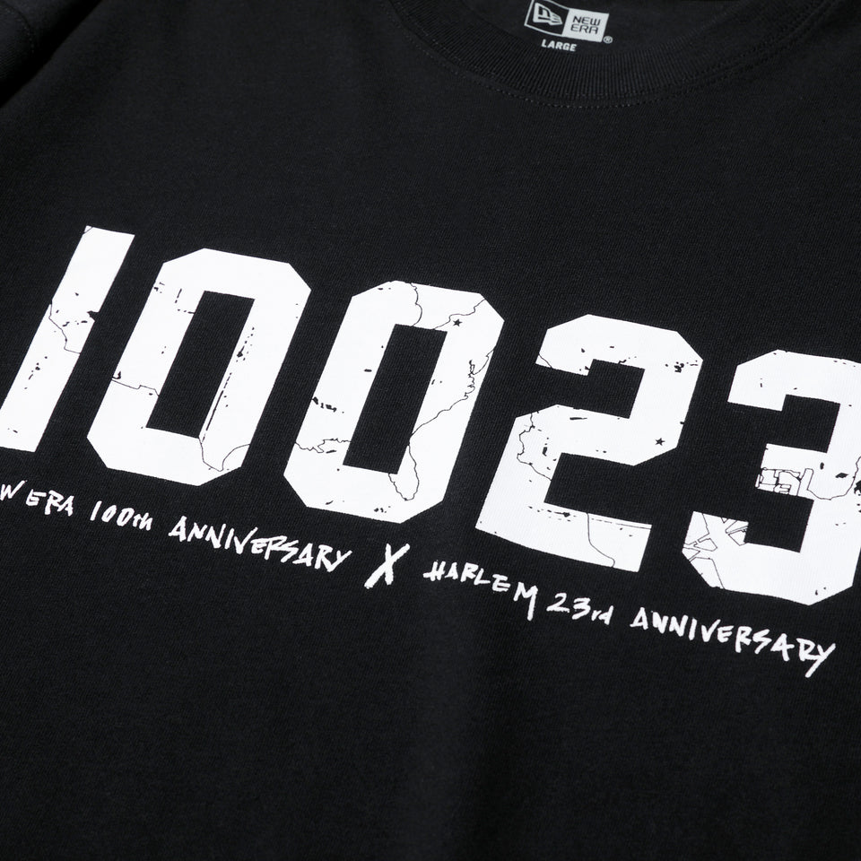 店舗限定｜半袖 コットン Tシャツ HARLEM 10023 100周年ロゴ ブラック レギュラーフィット
