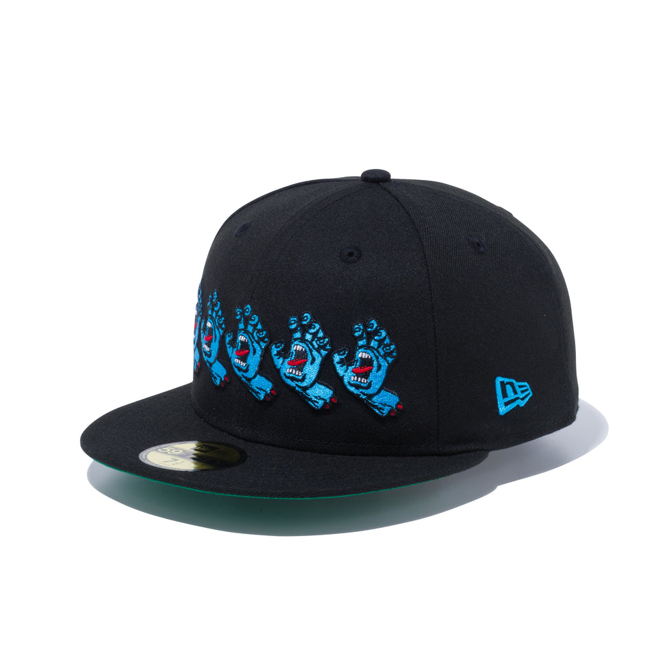 59FIFTY Santa Cruz サンタクルーズ Screaming Hand 5HANDS ブラック グリーンアンダーバイザー