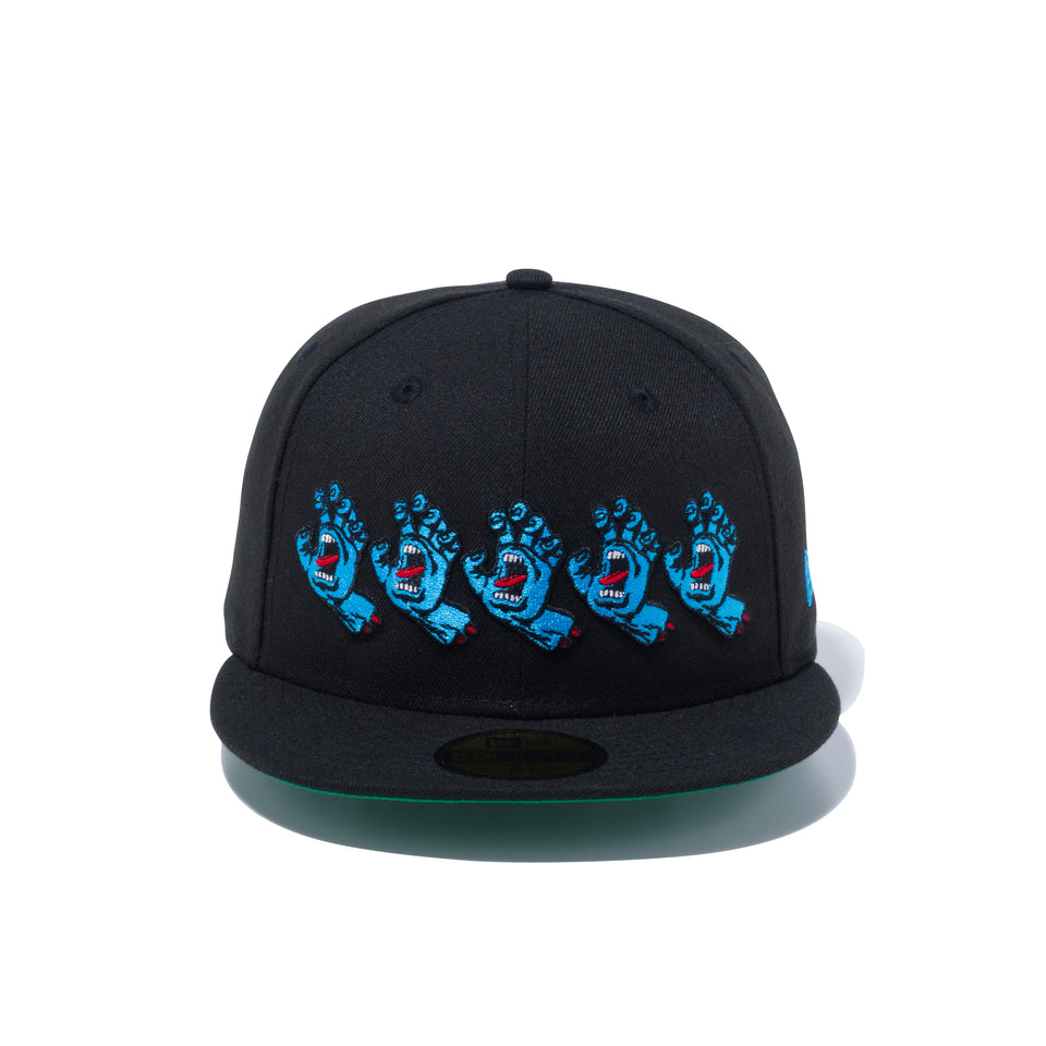 59FIFTY Santa Cruz サンタクルーズ Screaming Hand 5HANDS ブラック グリーンアンダーバイザー