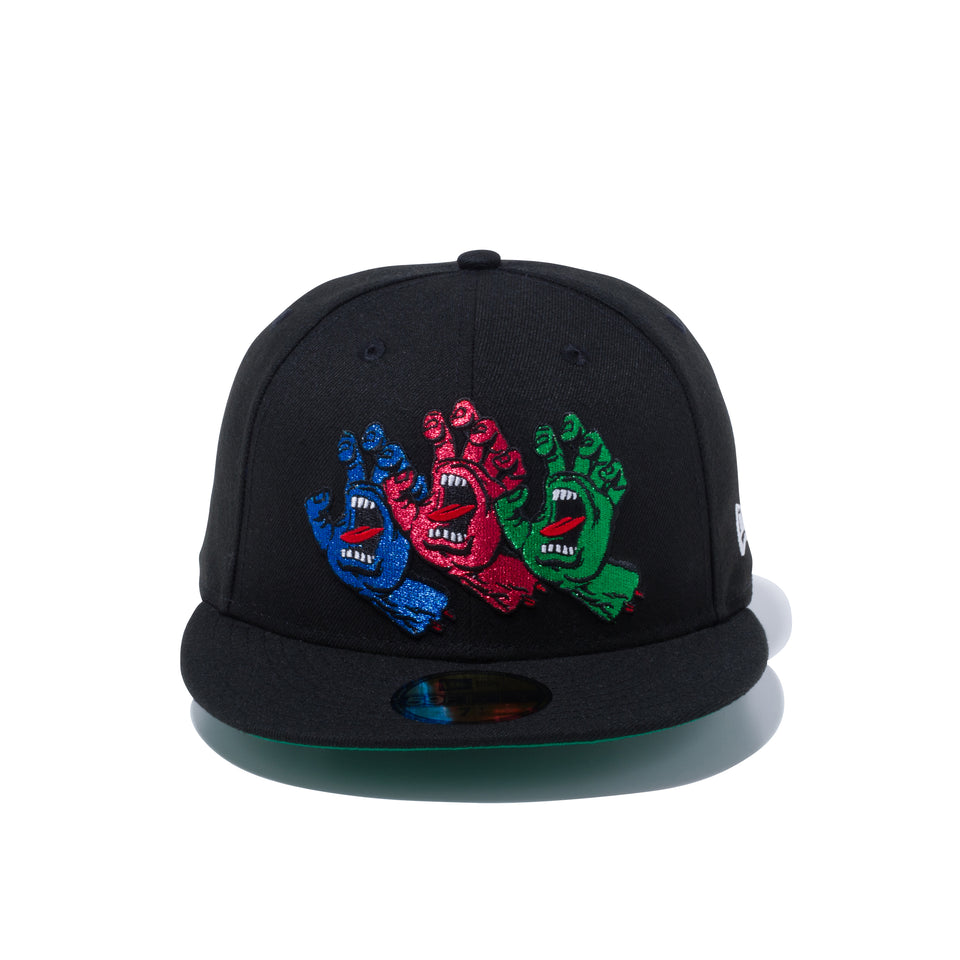 59FIFTY Santa Cruz サンタクルーズ Screaming Hand 3HANDS ブラック グリーンアンダーバイザー