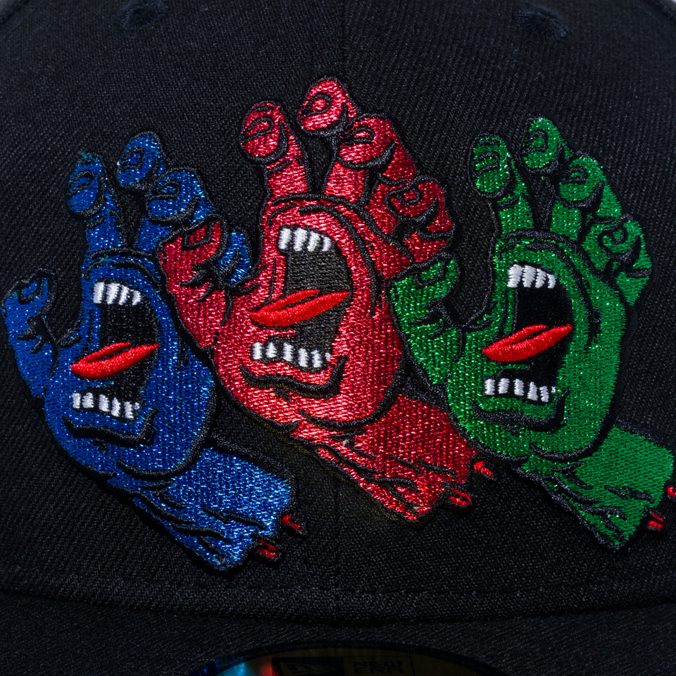 59FIFTY Santa Cruz サンタクルーズ Screaming Hand 3HANDS ブラック グリーンアンダーバイザー