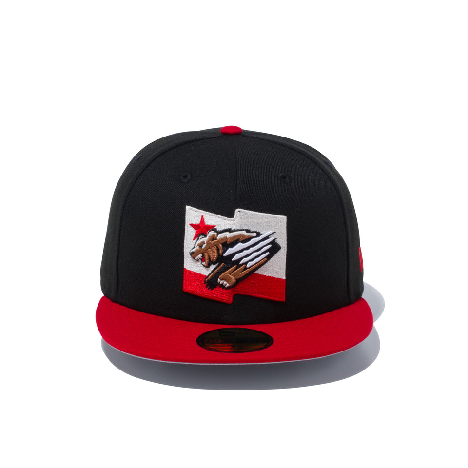59FIFTY MILB カスタム フレズノ・グリズリーズ ブラック スカーレットバイザー