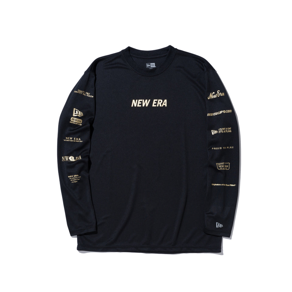 長袖 テックTシャツ オールドロゴ アーカイブ ブラック × ゴールド 【 Performance Apparel 】