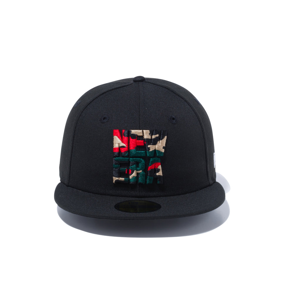 59FIFTY Square Camo Logo ブラック レッド/ベージュ/グリーン