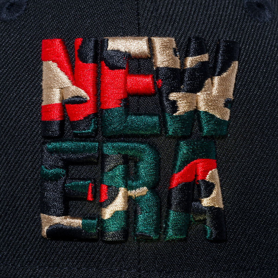 59FIFTY Square Camo Logo ブラック レッド/ベージュ/グリーン