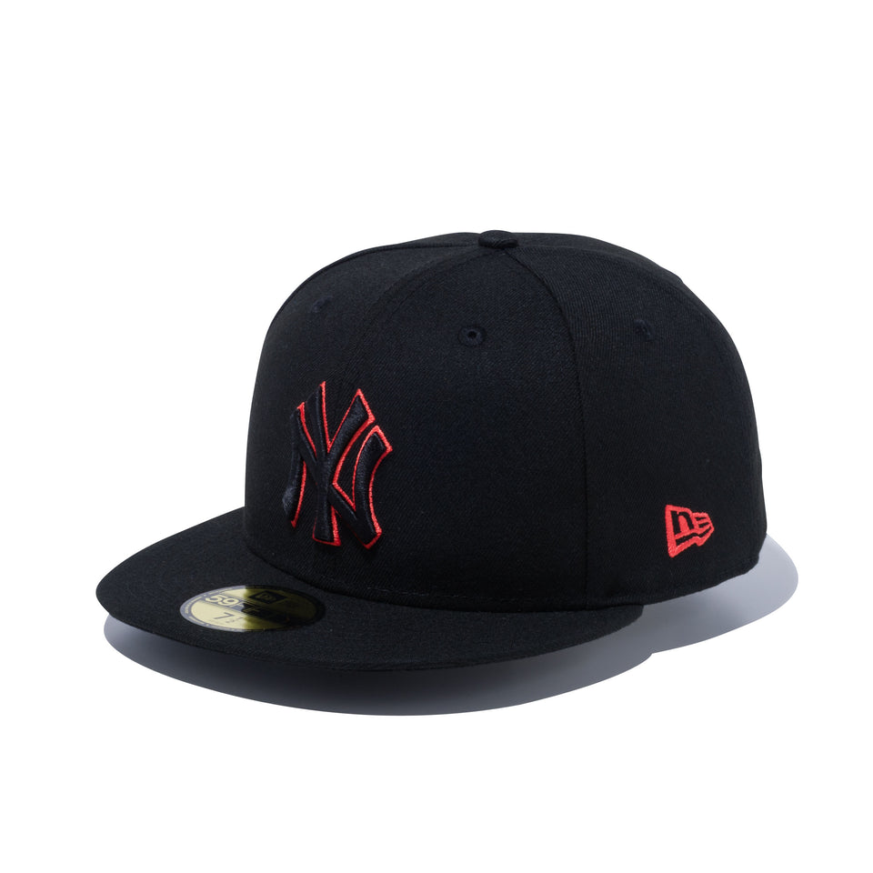 59FIFTY MLB ネオンフレーム ニューヨーク・ヤンキース ブラック/ラヴァレッド