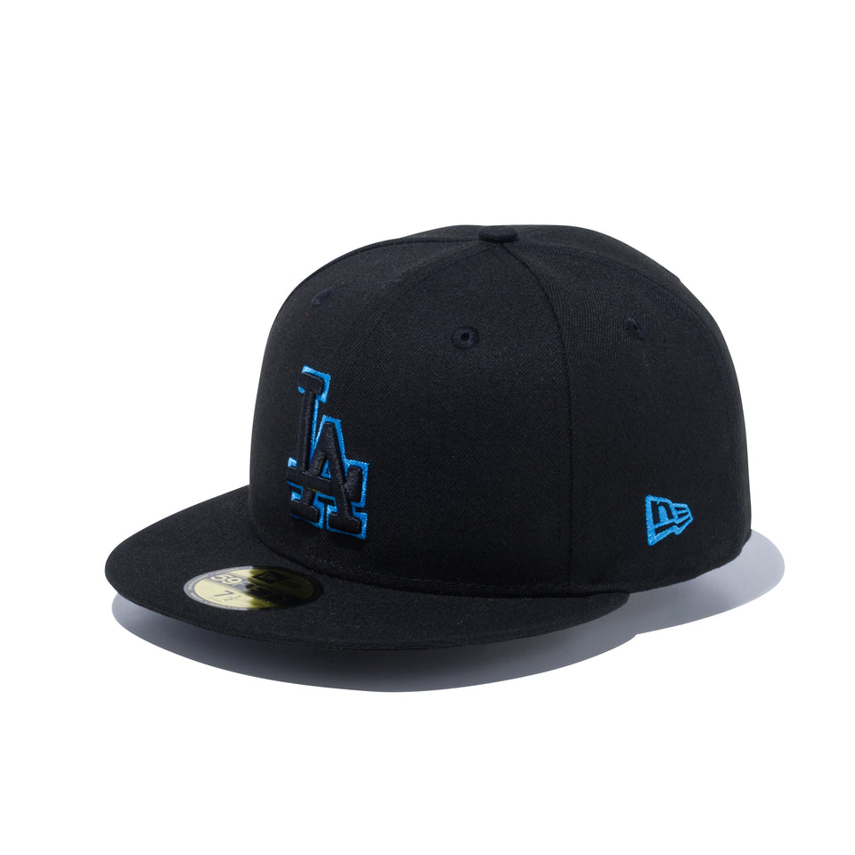 59FIFTY MLB ネオンフレーム ロサンゼルス・ドジャース ブラック/ドルフィンブルー