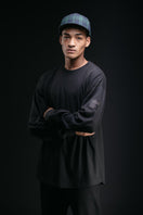 オーバーサイズド 長袖 コットン Tシャツ NEW ERA BLACK LABEL ブラック