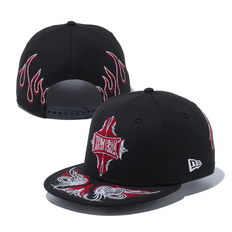 9FIFTY ピンストライプ NEW ERA ブラック × ラディアントレッド